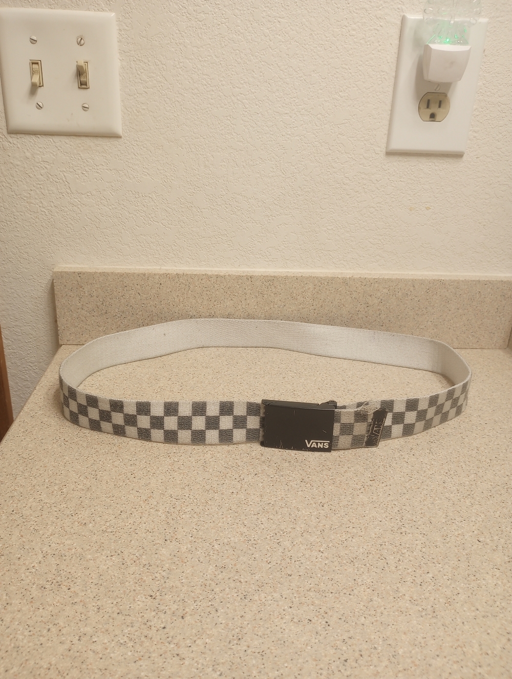Vans Web Belt - White / Checkered Bottle Opener Checkerboard Skate Style Used